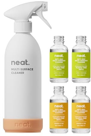 Neat Multi-Surface Cleaning Spray (+ 4 Refills) – All-Purpose, Antibacterial Kitchen Cleaner Spray for Home – Surface Cleaner and Kitchen Spray Cleaner Combo