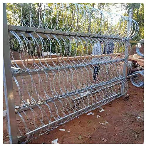 YSXXIAN Razor Wire - Heavy Duty Security Fencing Wire Roll - Garden Fence Wire for Animals, Yards, Agriculture and Anti-intrusion (Color : Silver, Size : 76cm)