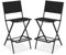 GIANTEX 2er Set Barhocker Outdoor, Gartenstühle Klappbar, Barstühle mit Fußstütze, Sitzhöhe 71cm, Terrassenstühle mit atmungsaktivem Stoff und Metallrahmen (Schwarz)