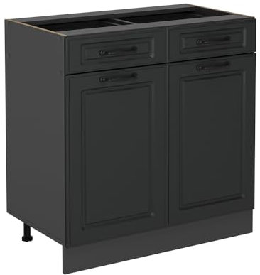 Vicco Küchenunterschrank R-Line, Anthrazit Landhaus, 80 cm ohne Arbeitsplatte
