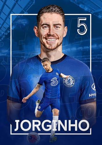 XYNZTF 5D Diamant Painting Set FüR Erwachsene Chelsea FC 2020/21 Jorginho Fußball DIY Diamond Painting Kristall Strass Diamant Stickerei GemäLde 23.6x35.4(60x90cm)