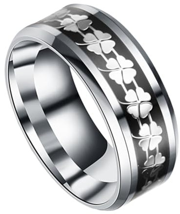 LIGIGWASH 1 Stück Vier-Blatt-Klee- -Stahlring Ring für Frauen personalised freundschaftsringe für freundinnen the rings Ring aus Titanstahl Damenring Stahl Black