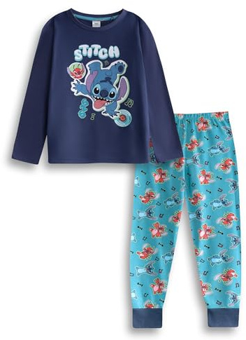 Disney Lilo & Stitch Boys Blue Long Sleeve Long Leg Pyjama Set | Stitch Character Sleepwear | Kids Nightwear for Bedtime | Comfortable PJs Merch