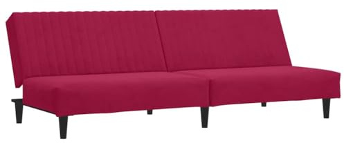 Schlafsofa, Schlafsofa, 2-Sitzer, Sessel, Sofa, Wohnzimmer, Rot, Bordeaux, Samt, 200 x 84,5 x 69 cm