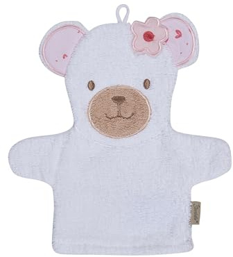 Sterntaler Waschhandschuh Bär Betty, Baby-Waschhandschuh, saugfähige Baumwolle, zum Reingreifen, weich und pflegeleicht, 23×23×0,5 cm, weiß