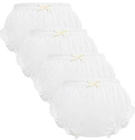 Toddler Underwear for Baby Girls Cotton Bloomer Toddlers Shorts Panties Kids Diaper Cover White