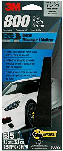 3M Wetordry Sandpaper, 03022, 800 Grit, 3 2/3 in x 9 in, 5 Sheets Per Pack