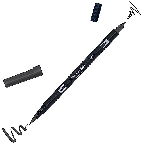Tombow ABT-N25 Fasermaler Dual Brush Pen mit zwei Spitzen, lamp black 1 Stück (1er Pack)