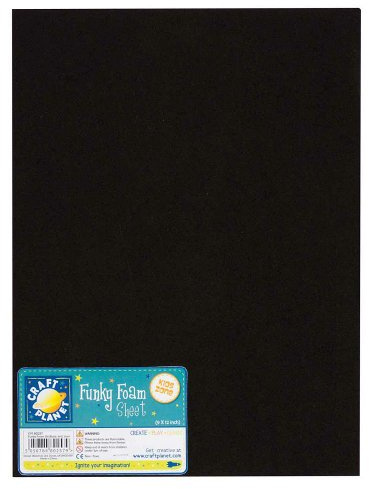 Craft Planet 9 x 12 Funky Foam Sheet 2mm Thick, Black, Coloured Accessories, Card Making Supplies, Modelling, Printing, Paint, Art, Crafts Padding