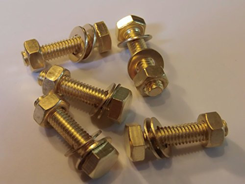 M6X25 BRASS HEX HEAD BOLTS NUTS & WASHERS (PACK 0F 5) BRASS SET SCREWS X5