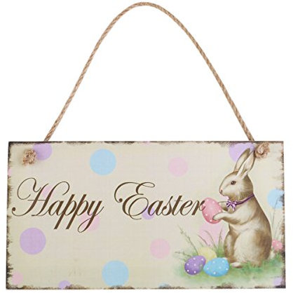 WINOMO Frohe Ostern Schild aus Holz Kaninchen hängende Dekoration Zeichen