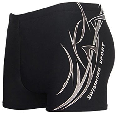 HHD® Maillot de bain, Slip de Bain pour homme en bonne élasticité de materiau high-tech Broderie Trunks Boxers Slip Short de bain avec avant Tie pour Plage/Sport/Natation/Plongée (XL, Noir)