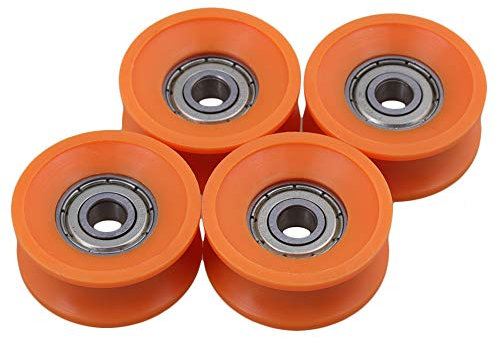 4Stück 6x30x13mm KunststoffBeschichtete versiegelte Lager Stahl 606ZZ tiefe U-Nut Führungsrolle-Schienen Kugel rollendes Rad orange
