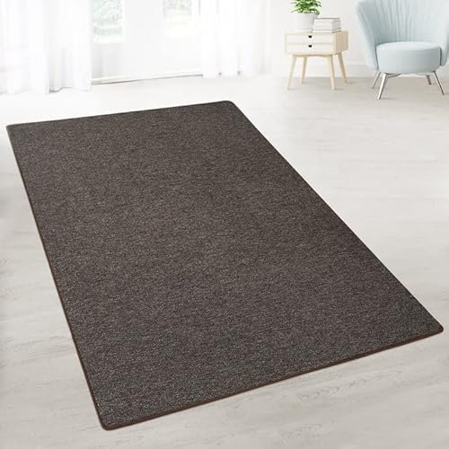casa pura Teppich Läufer London - Meterware - Teppichläufer für Wohnzimmer, Flur, Küche - Flacher Schlingenflor (Dunkelbraun - 66x900 cm)