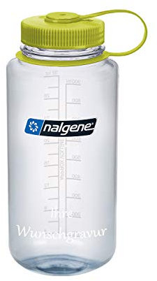 Nalgene Trinkflasche 'Everyday-Weithals' – 1L (Klar, mit Namensgravur)