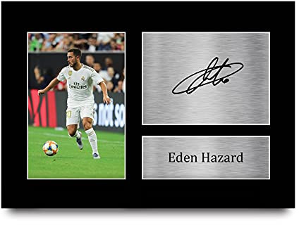 HWC Trading Eden Hazard Signiertes A4 gedrucktes Autogramm Real Madrid Foto Display
