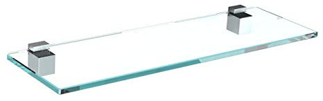 bijon Glasregal Glasablage Wandregal Glas Bad-Regal Glas Badezimmer Regal Badablage Ablageregal - 8mm Hartglas, 30 x 20 cm, Klarglas + Halterung G - Edelstahl Optik