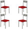 MOMMA HOME Set 4 Sillas - Modelo Xara - Color Plata/Rojo - Material Metal/Ecopiel - Medidas 41 x 47 x 86 cm