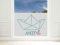 GRAZDesign Fensterfolie Blickdicht AHOI mit Schiff maritim Spruch [80x57cm] für Fenster Bad & Dusche | Sichtschutzfolie Glastür, Badfenster, Flur, Farbe Silbergrau Milchglasfolie BxH
