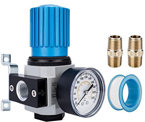 NANPU 1/2 BSP Druckluftdruckregler - Zinklegierung, Manometer (0-16 bar), für Luftkompressoren und Druckluftwerkzeuge