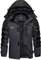 KEFITEVD Übergangsjacke Herren Winter Warme Wanderjacke Wasserdicht Outdoor Jacke Jagdjacke Viele Taschen Herrenjacke mit Kapuze Trekkingjacke Grau-Schwarz S