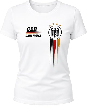 MoonWorks® EM Shirt Damen personalisiert mit Name Deutschland TrikotFußball Weltmeisterschaft 2026