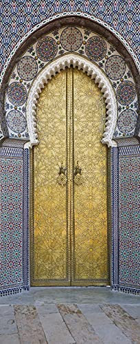 A.Monamour Türtapete Selbstklebend Türfolie Türposter 3D Palasttür In Fez Marokko Vinyl Folie Türdeko Tapete Wandbild Türaufkleber Türtattoo 90 x 200 cm