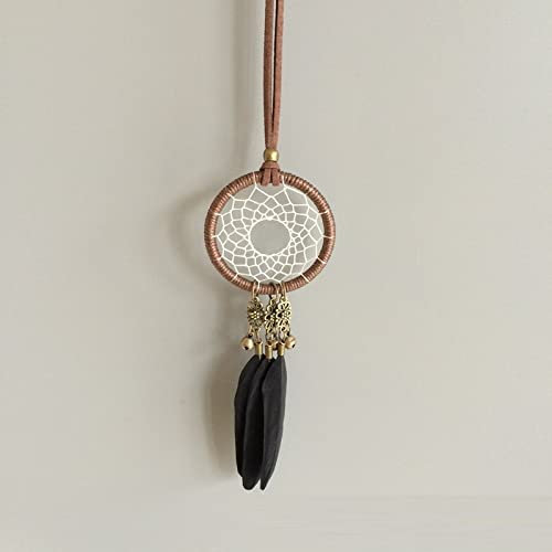 LIBERGA Klein Traumfänger Für Auto,Federglocke Dream Catchers Rückspiegel Hängende Anhänger Ästhetische Dekoration Boho Ornament,Schwarz