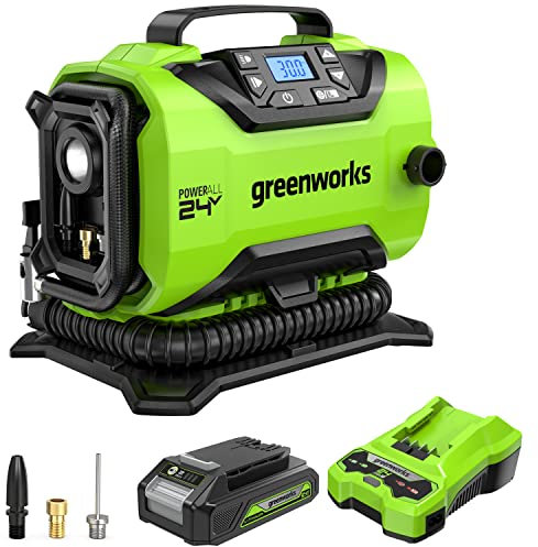 Greenworks 24V Inflator, 2.0Ah Battery and 2A Charger