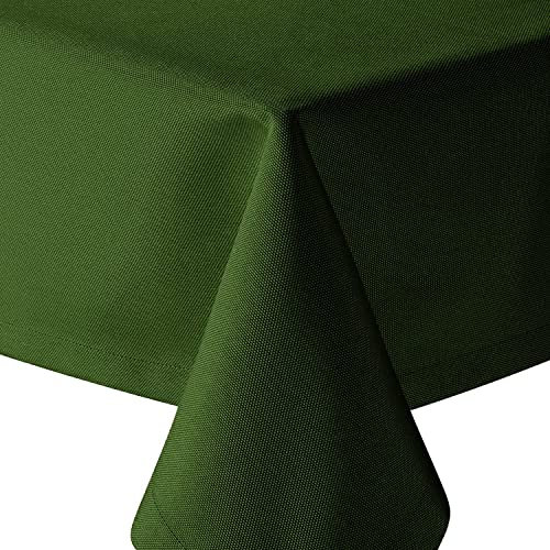 Tischdecke | Dunkelgrün - Eckig - 110x160cm | Gartentischdecke | Outdoor-Decke | Lotus-Effekt | Leinen-Optik | Schmutzabweisend