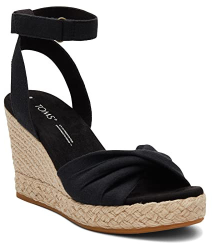 TOMS Marisela Espadrille Wedge Sandal, Sandalias con cuña Mujer, Black Slubby Woven, 36 EU