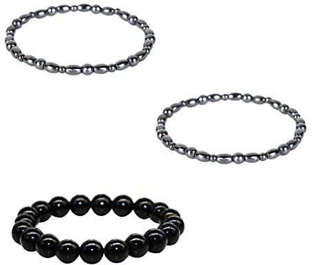 2 bracelets de cheville magnétiques noirs et 1 bracelet de cheville en obsidienne, bracelet de cheville perlé, bracelet simple et élégant, cadeau pour homme et femme, bracelet personnalisé pour femme