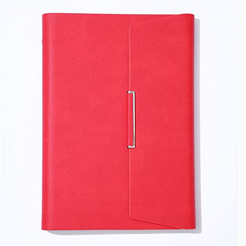 SagaSave A5 Leder Notizbuch, rotes Tagebuch Reisenotizbuch nachfüllbar Kompositionsnotizbuch Business Notizbuch mit Tasche Reisetagebuch Konferenzmappe Notizbuch