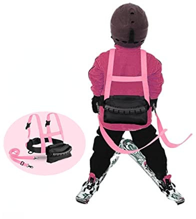 LENIAR Skigurt Für Kinder, Ski Trainingsgurt Für Kind Anfänger Mit Abnehmbarem Rucksack Und Verstellbaren Schnallenriemen, Polyester Einheitsgröße (Rosa)