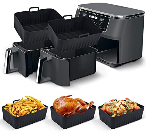 Acihety Silicone Air Fryer Liners for Ninja Dual Air Fryer, Reusable Air Fryer Basket Air Fryer Accessories for Ninja Dual Foodi.