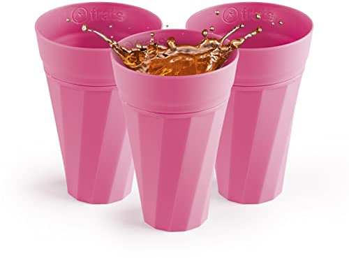 frats selbstkühlende Mehrwegbecher 3er Set pink (je 300ml) | Der Partybecher mit Kühlsystem - Kühlen ohne Eiswürfel, wiederverwendbar, stabil und belastbar | Für jede Party geeignet