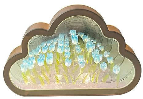 ZJRung Wolke Tulpenlampe Wolken-Tulpen-Spiegel-Nachtlicht Wolke Tulpe Licht Home Decor Romantische Nachttischlampe Home Deko Geburtstag Geschenke für Freunde