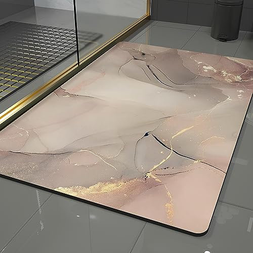 Pinkrin Diatomite Stone Bath Mat - Weiche und Bequeme, extrem saugfähige Badematte Stein, perfekte Anti-Rutsch Kieselgur Badematte, passend für Verschiedene Wohnstile, STONERUG-83