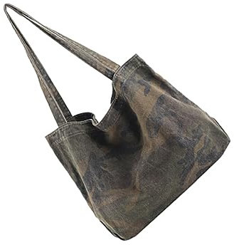 WUUISDNX Damen Vintage Canvas Tasche robust und langlebig für modische Damen unterwegs Camouflage Tote Umhängetasche Stoff Einkaufstasche, Grün