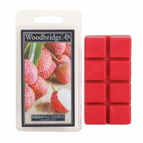 Woodbridge Duftwachs für Duftlampe | 4er Set Oriental Lychee | Duftwachs Fruchtig | 8 Wax Melts für Duftlampe | Raumduft für Aromatherapie | 8h Brenndauer je Melt (68g)