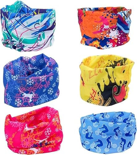 Banaone 6 Pcs Multifonction Bandanas Sans Coutures Tour de Cou Echarpe Foulard Tube Masque Bandeau Bracelet, Casque, Cagoule, Bandeau, Cache-cou, Premium 100% Microfibre