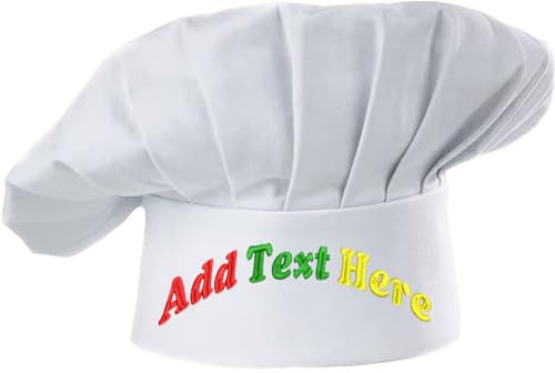 haoduanduan Sombrero de chef personalizado con nombre bordado personalizado logotipo color fuente hilo hermoso hace un gran regalo mujeres hombres adultos gorra de cocina, blanco, S-XXL