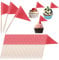 100 banderas triangulares para palillos de dientes, banderas rojas sólidas, pequeñas banderas triangulares de color rojo para cupcakes, decoración de bricolaje para fiesta de cumpleaños