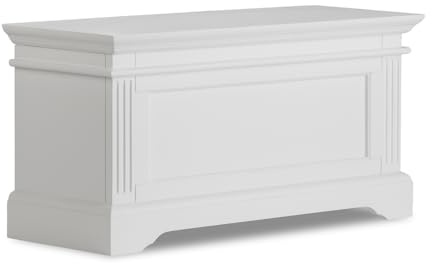 Statement Furniture Gainsborough Blanket Box, White Ottoman Storage Trunk, Soft Close Hinge, Bevelled Edges, Carved Detailing, 90cm W x 45cm H x 35cm D | Fully Assembled Bedroom Storage (White)