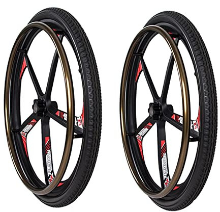 Roue arrière de Fauteuil Roulant de 24 Pouces, Accessoire de Fauteuil Roulant électrique pour Personnes âgées et handicapées, Roue de Remplacement, Roue Solide antidérapante/noir/24 Pouces (2 Points)