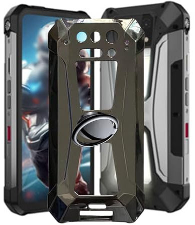 Unihertz 8849 Tank 2 Pro Coque avec [anneau rotatif à 360 ° Béquille], coque de téléphone en silicone souple anti-rayures pour Unihertz 8849 Tank 2 Pro, coque antichoc AQGGIIXY – Noir