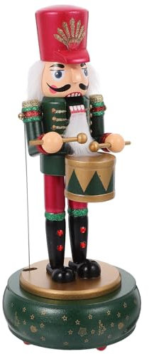 Cabilock Wooden Nutcracker Soldier Music Box with Movable Mouth Hands Wood Christmas Nutcrackers Figurine Ornament Xmas Soldier Nutcracker Figures Puppet for Christmas Holiday