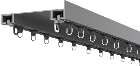 pergomondo Gardinenschienen-Set für Pergola Vorhangschiene, Schiene, aus Aluminium, mit integrierten Haken, 3 x 3 m, Anthrazit