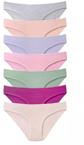 DOMINANT 7er Set Damen Slips Set Unterhosen Baumwolle Panty Unterwäsche Frauen aktmungsaktiv bequem S - 3XL (DE/NL/SE/PL, Alphanumerisch, 3XL, Regular, Regular, Lila)