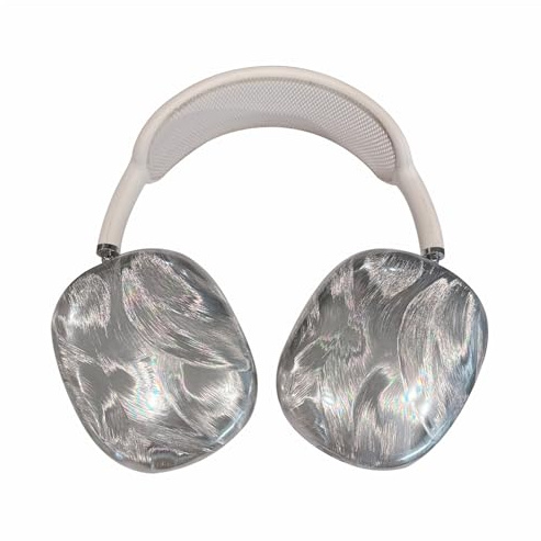 SCJLSDA Schutzhülle für AirPods Max, glänzendes silberfarbenes galvanisiertes Federgarn, niedliches Mädchen-Schutzabdeckung, sturzsicheres Kopfhörer-Zubehör, kompatibel mit AirPods Max